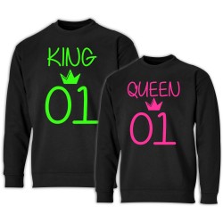 BLUZY DLA PAR ZAKOCHANYCH KING QUEEN Z KAPTUREM LUB BEZ