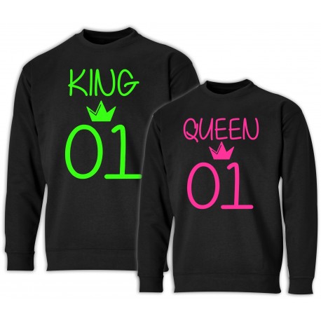 BLUZY DLA PAR ZAKOCHANYCH KING QUEEN Z KAPTUREM LUB BEZ