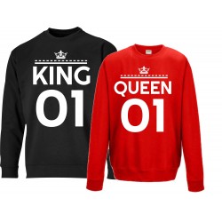 BLUZY DLA PAR ZAKOCHANYCH KING QUEEN Z KAPTUREM LUB BEZ