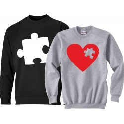 BLUZY DLA PAR ZAKOCHANYCH SERCE PUZEL Z KAPTUREM LUB BEZ