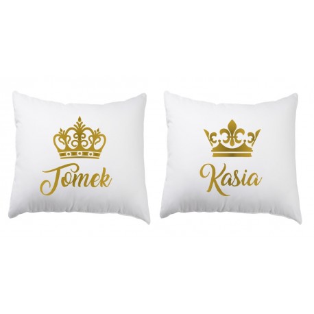 ZESTAW 2 PODUSZEK DLA PAR ZAKOCHANYCH WALENTYNKI WZÓR Z IMIONAMI