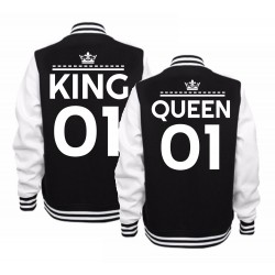 BLUZY BASEBALL DLA PAR ZAKOCHANYCH WZÓR KING QUEEN CYFRY