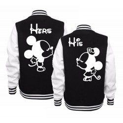 BLUZY BASEBALL DLA PAR ZAKOCHANYCH WZÓR Z MYSZKAMI HERS HIS