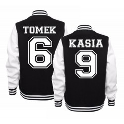 BLUZY BASEBALL DLA PAR ZAKOCHANYCH WZÓR Z IMIONAMI I NUMERAMI