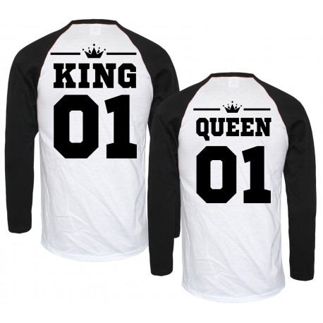 BLUZY KOSZULKI BASEBALL DLA PAR ZAKOCHANYCH WZÓR KING QUEEN
