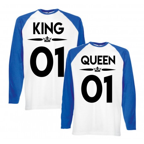 BLUZY KOSZULKI BASEBALL DLA PAR ZAKOCHANYCH WZÓR KING QUEEN