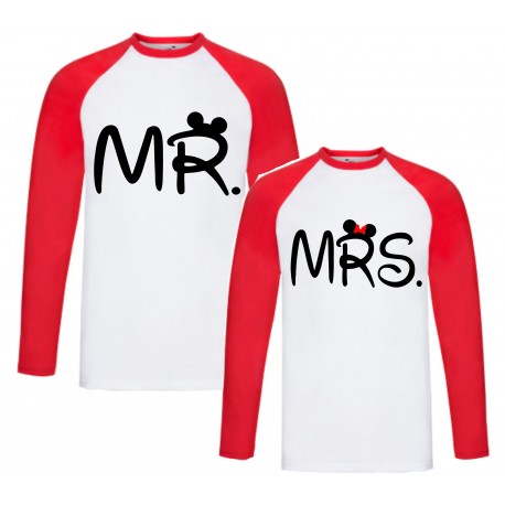 BLUZY KOSZULKI BASEBALL DLA PAR ZAKOCHANYCH WZÓR MR MRS