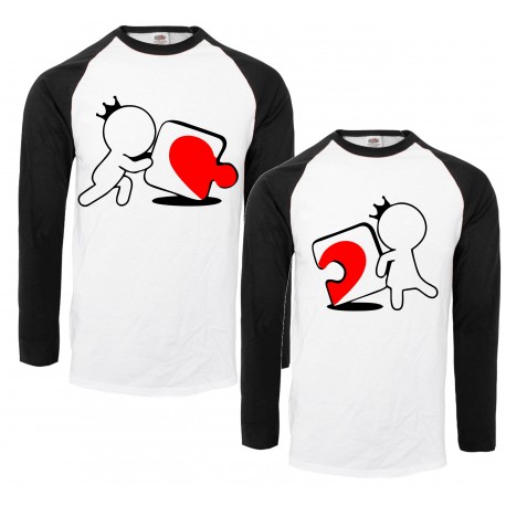 BLUZY KOSZULKI BASEBALL DLA PAR ZAKOCHANYCH WZÓR PUZZLE