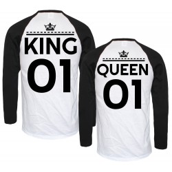BLUZY KOSZULKI BASEBALL DLA PAR ZAKOCHANYCH WZÓR KING QUEEN