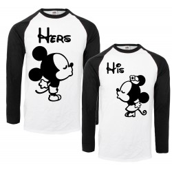 BLUZY KOSZULKI BASEBALL DLA PAR ZAKOCHANYCH WZÓR Z MYSZKAMI