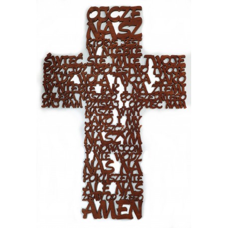 KRZYŻ Z MODLITWĄ "OJCZE NASZ" PAMIĄTKA PIERWSZEJ KOMUNII ŚWIĘTEJ, PREZENT NA CHRZEST