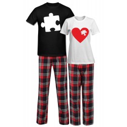 ZESTAW PIŻAMY DLA PARY ZAKOCHANYCH PREZENT NA WALENTYNKI SERCE PUZEL