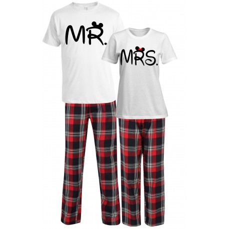 ZESTAW PIŻAMY DLA PARY ZAKOCHANYCH PREZENT NA WALENTYNKI MR MRS