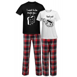 ZESTAW PIŻAMY DLA PARY ZAKOCHANYCH PREZENT NA WALENTYNKI TOSTER GRZANKA