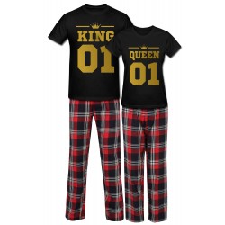 ZESTAW PIŻAMY DLA PARY ZAKOCHANYCH PREZENT NA WALENTYNKI KING QUEEN