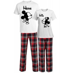ZESTAW PIŻAMY DLA PARY ZAKOCHANYCH PREZENT NA WALENTYNKI MYSZKI MICKEY MOUSE