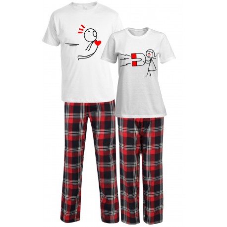 ZESTAW PIŻAMY DLA PARY ZAKOCHANYCH PREZENT NA WALENTYNKI MAGNES