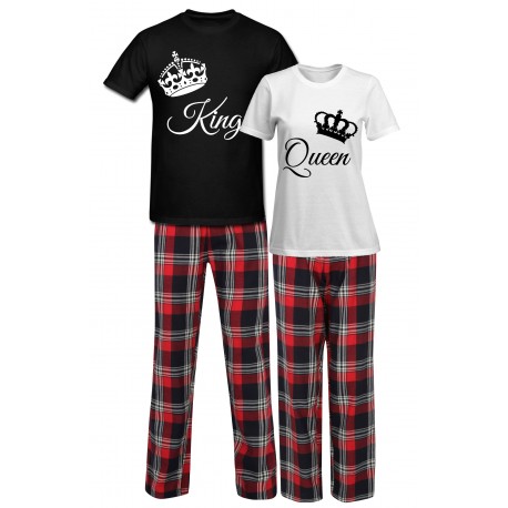 ZESTAW PIŻAMY DLA PARY ZAKOCHANYCH PREZENT NA WALENTYNKI KING QUEEN