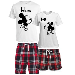 ZESTAW KRÓTKICH PIŻAM DLA PARY ZAKOCHANYCH PREZENT NA WALENTYNKI MYSZKI MICKEY MOUSE