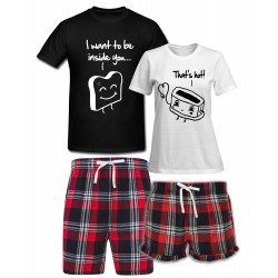 ZESTAW KRÓTKICH PIŻAM DLA PARY ZAKOCHANYCH PREZENT NA WALENTYNKI TOSTER GRZANKA