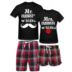 ZESTAW KRÓTKICH PIŻAM DLA PARY ZAKOCHANYCH PREZENT NA WALENTYNKI ZAJEBISTY W ŁÓŻKU