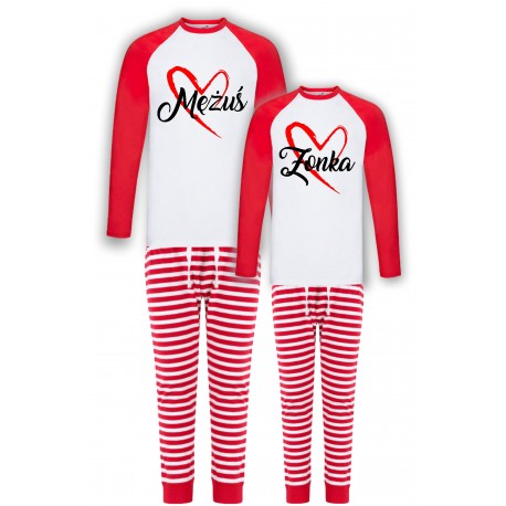 MĘŻUŚ ŻONKA -ZESTAW PIŻAMY DLA PARY W PASKI PREZENT NA WALENTYNKI