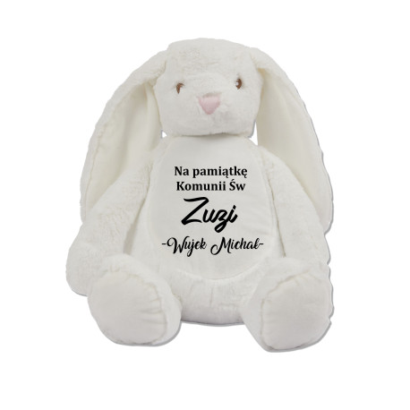 PREZENT KRÓLICZEK KOMUNIA Z DEDYKACJĄ 45cm
