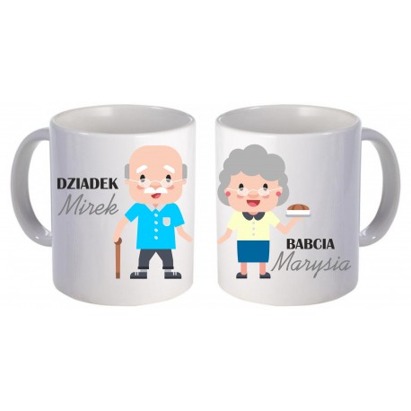 ZESTAW DWÓCH KUBKÓW PREZENT NA DZIEŃ BABCI I DZIADKA