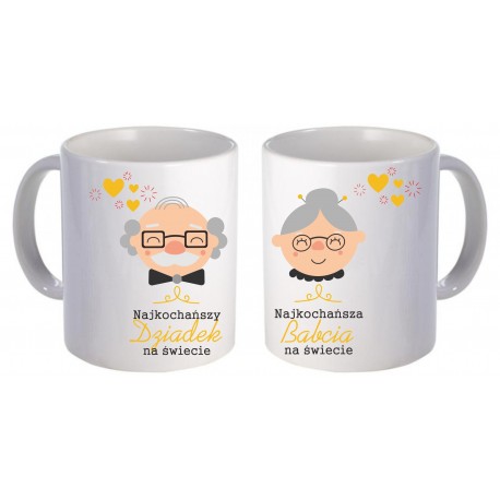 ZESTAW DWÓCH KUBKÓW PREZENT NA DZIEŃ BABCI I DZIADKA